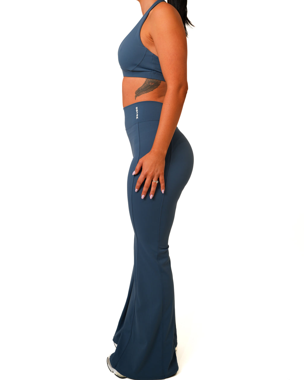 V Back Scrunch Flare Leggings - Teal