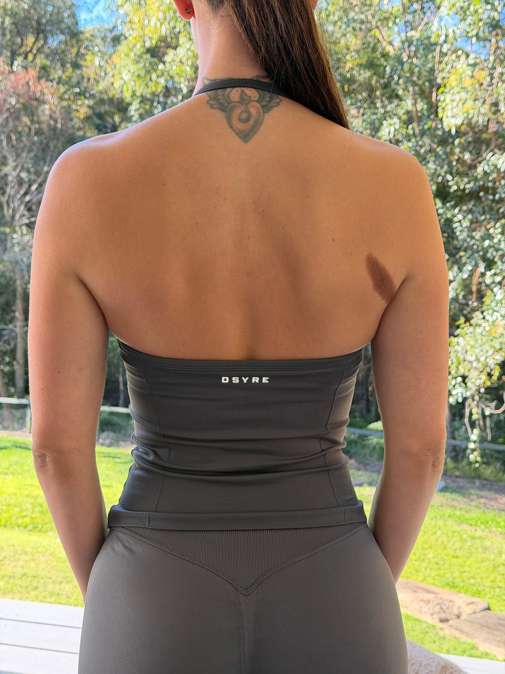 Goddess Halter Tank - Charcoal